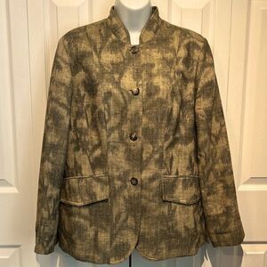 Anne Klein Silk Blend Textured Tweed‎ Button Closure Lined Blazer Size 14